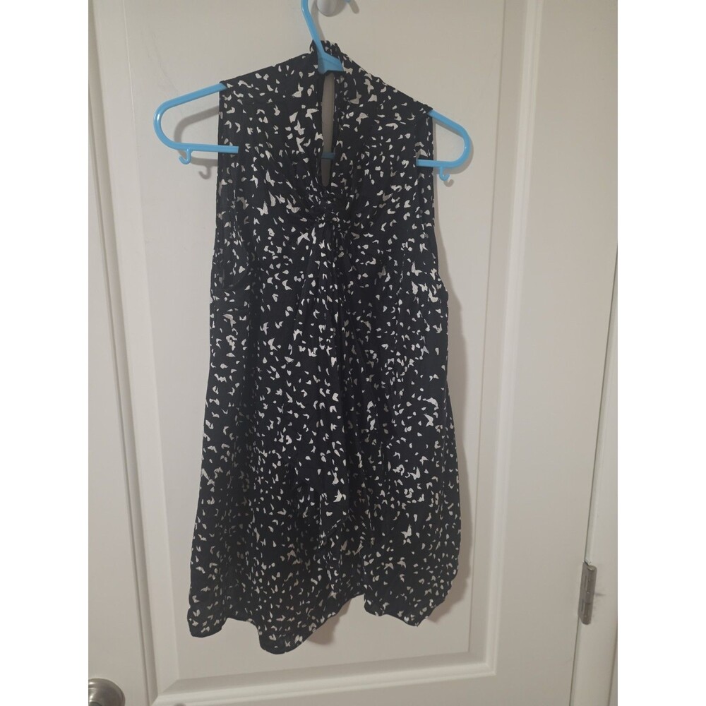 Diane von Furstenberg Top Women 2 Halter Silk Asymmetrical Black White Boho Y2k